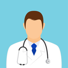 Doctor icon. Man physician medic with stethoscope