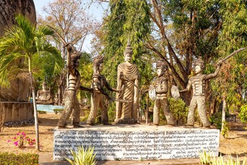 A beautiful view of statues in Buddha Park at Nong Khai, Thailand.