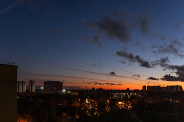 Sunset sky over the city of Korolev, Moscow region