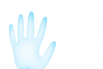 Fototapeta na wymiar Inflated blue rubber glove isolated on white background