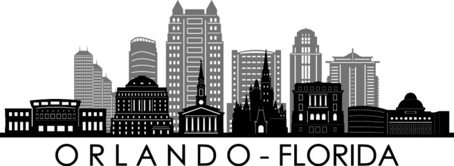 Orlando City Florida Skyline Silhouette Cityscape Vector