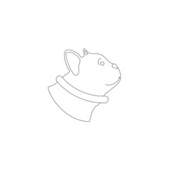 Funny line french bulldog style icon for different design. Cute family dog for coloring book.