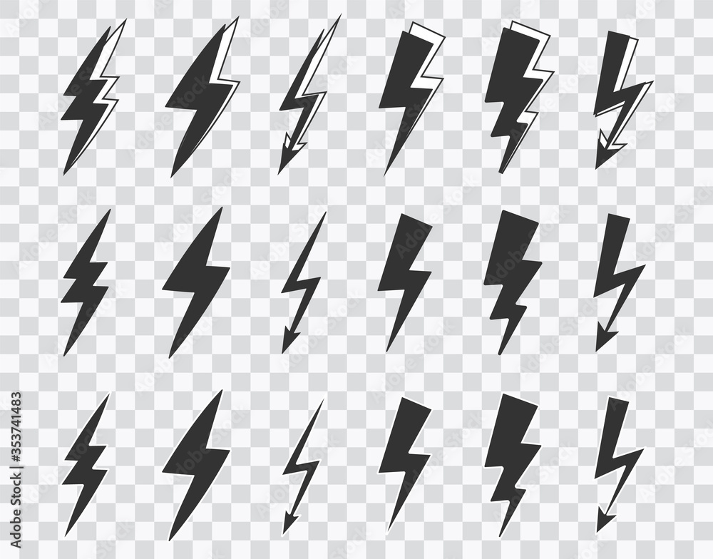 Aufkleber vector graphic of flat thunder and bolt lighting flash icons set vector on transparent background. t