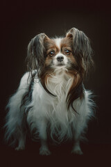 Adorable Papillon Dog. Studio shot.