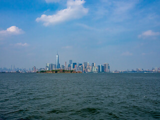 Ellis Island and Manhattan seen from Liberty State Park, Jersey City, New Jersey
