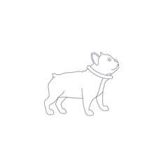 Funny line style icon of french bulldog for different design. Cute family dog.