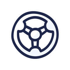 Steering wheel hand drawn outline doodle icon. Drive car and auto, racing, driver and traffic concept. Vector sketch illustration for print, web, mobile and infographics on white background.