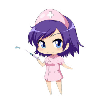 Cute anime nurse with a syringe