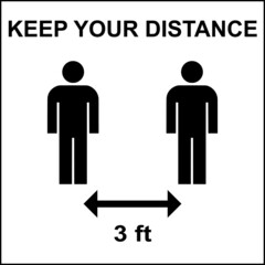 Keep your distance 3 ft poster banner vector 