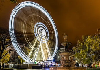 Budapest eye spinning on a December evening