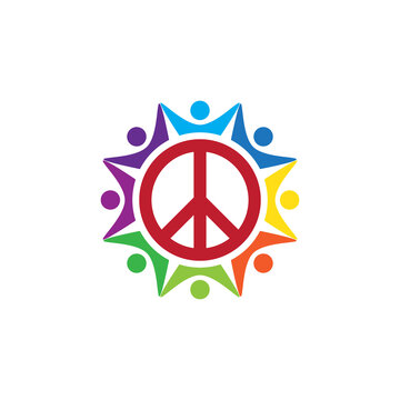 Living Together In Peace. Logo Icon Vector Illistration.