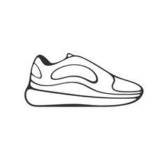Shoe icon. Sneaker icon. Outline shoe. Running shoes line. Sport shoes icon. Vector illustration. Color easy to edit. Transparent background.