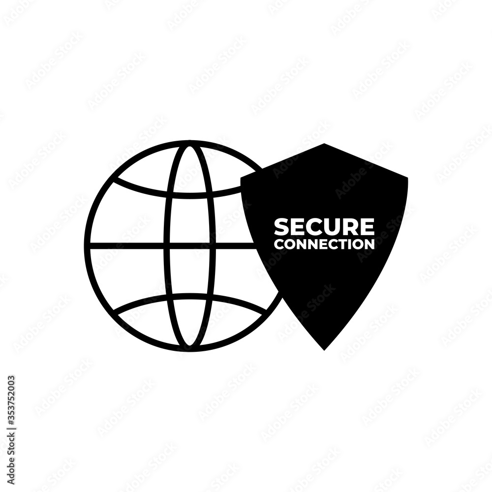 Poster ssl secure https certificate connection icon vector illustration isolated, black and white secured s