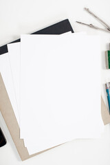 Vintage Drafting Office Styled Stock PDF Flat Lay