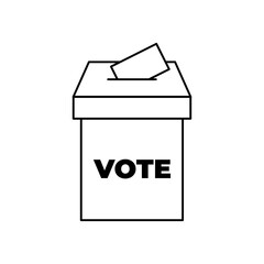 Vote box or ballot box icon isolated on white background . Outline icon