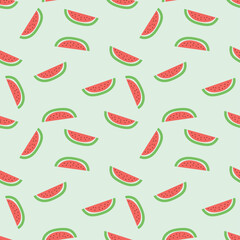 Seamless background with watermelon slices. Vector illustration.