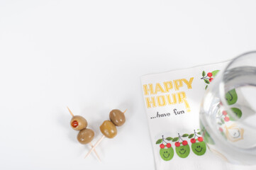 Vintage Happy Hour Cocktail Napkin Flat Lay