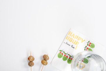 Vintage Happy Hour Cocktail Napkin Flat Lay