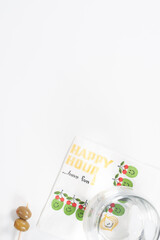 Vintage Happy Hour Cocktail Napkin Flat Lay