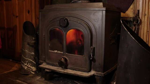 Cast iron stove back boiler Mid shot