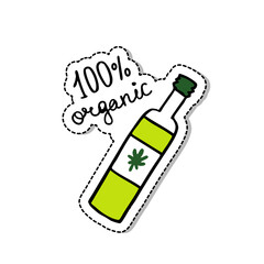 bottle with hemp oil doodle icon