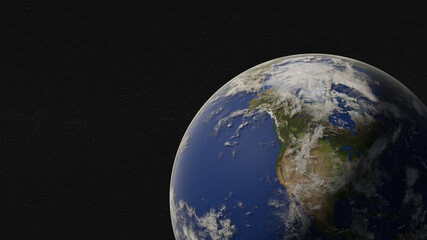 Planète Terre du système solaire. Côté continent de l& 39 Amérique du Nord. Illustration de rendu 3D de science-fiction. Les éléments de cette image ont été fournis par la NASA