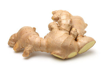 Close up,Fresh ginger root isolated on white background,For making herbal drink and cook Thai food.
