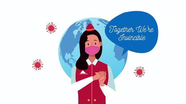 air hostess with together we are invincible message campaign