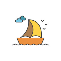 Sailing ship vector icon symbol isolated on white background