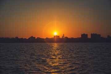 Fototapeta premium sunset over the city