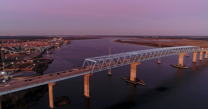 Don N. Holt Bridge in North Charleston, WestRock Papermill and Shipping Port	