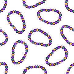 Mardi Gras beads seamless doodle pattern