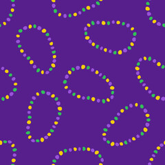 Mardi Gras beads seamless doodle pattern