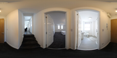 360 Degree spherical panorama sphere photo of a brand new typical British hallway