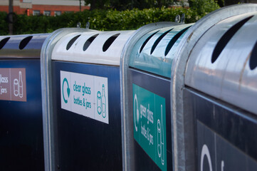 Glass bottle recycling bins