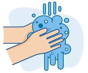 Washing hands with soap icons vector illustration. Washing hands with soap to prevent virus. Vector Illustration of washing hands.