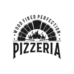 Pizza Logo Creative Firewood Oven and Wood fired Concept Logo Design Template
