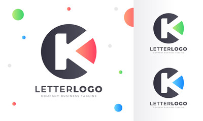 Colorful Gradient K Letter Logo Rounded Circle Logo Design Template for Property, restaurant, Health, shop, tech and all Kinds Company Business. Vector Template 