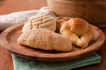 Pieces of bread composition close up