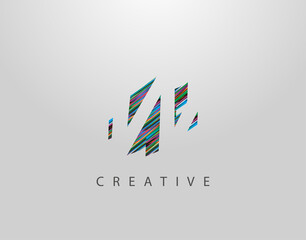 Creative W Letter Logo. Modern Abstract Geometric Initial W Design, made of various colorful strips shapes
