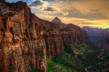 Sunset on Canyon Overlook, Zion National Park, Utah