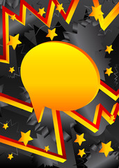 Minimalist abstract premium exclusive speech bubble background with gradient geometric elements. Vector black, red and yellow luxury backdrop.