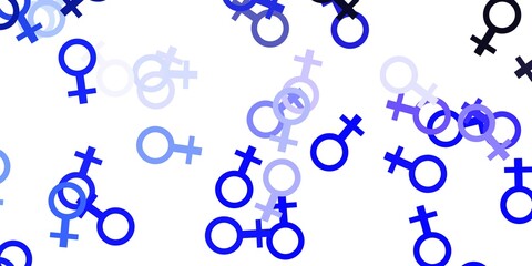 Light Purple vector texture with women's rights symbols.