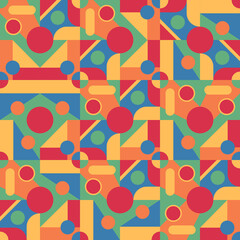 Abstract geometric style retro color vector background. Fabric, carpet, paper ornament design
