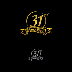 Obraz premium Anniversary vector unusual label. thirtyone year symbol. Birthday abstract logo. 31th jubilee