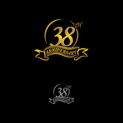 Anniversary vector unusual label. thirtyeight year symbol. Birthday abstract logo. 38th jubilee
