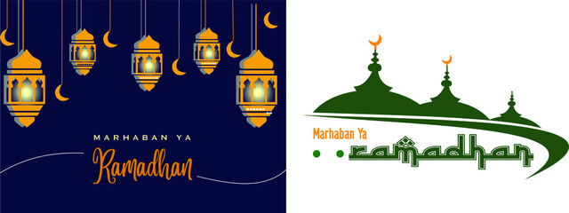 Ramadan icon for muslim month before ied fitr, fasting month,  mosque and decorative for muslim religion