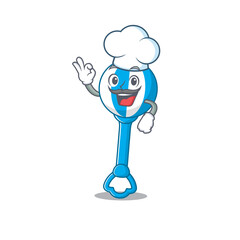 Talented rattle toy chef cartoon drawing wearing chef hat