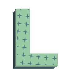 3D ENGLISH ALPHABET MADE OF GREEN GIFT BOX WITH STARS : N
