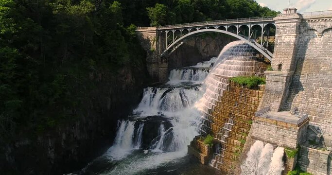 New Croton Dam, NY, aerial drone, 4K	